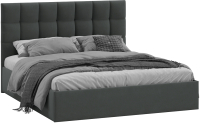 Двуспальная кровать ТриЯ Эмбер универсальный тип 1 с ПМ и заглушиной 160x200 (велюр графит) - 