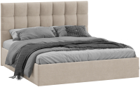 Двуспальная кровать ТриЯ Эмбер универсальный тип 1 с ПМ и заглушиной 160x200 (велюр мокко светлый) - 