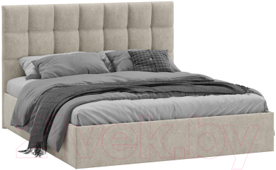 Двуспальная кровать ТриЯ Эмбер универсальный тип 1 с ПМ и заглушиной 160x200 (Jercy Cream)