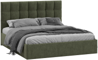 Двуспальная кровать ТриЯ Эмбер универсальный тип 1 с ПМ и заглушиной 160x200 (Jercy Deep Green) - 