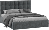Двуспальная кровать ТриЯ Эмбер универсальный тип 1 с ПМ и заглушиной 160x200 (Jercy Graphite) - 