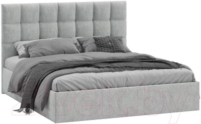 Двуспальная кровать ТриЯ Эмбер универсальный тип 1 с ПМ и заглушиной 160x200 (Jercy Silver)