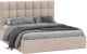 Двуспальная кровать ТриЯ Эмбер универсальный тип 1 с ПМ и заглушиной 160x200 (Wellmart Dark Beige) - 