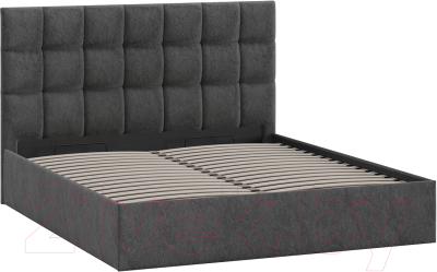 Двуспальная кровать ТриЯ Эмбер универсальный тип 1 с ПМ и заглушиной 160x200 (Wellmart Graphite)