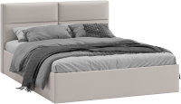 Двуспальная кровать ТриЯ Глосс универсальный тип 1 с ПМ и заглушиной 160x200 (велюр Confetti Smoke) - 