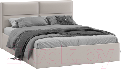 Двуспальная кровать ТриЯ Глосс универсальный тип 1 с ПМ и заглушиной 160x200 (велюр Confetti Smoke)