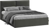 Двуспальная кровать ТриЯ Глосс универсальный тип 1 с ПМ и заглушиной 160x200 (велюр Confetti Stone) - 