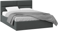 Двуспальная кровать ТриЯ Глосс универсальный тип 1 с ПМ и заглушиной 160x200 (велюр графит) - 