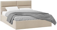 Двуспальная кровать ТриЯ Глосс универсальный тип 1 с ПМ и заглушиной 160x200 (велюр мокко светлый) - 