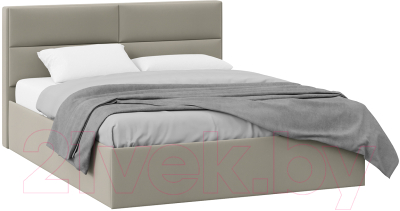 Двуспальная кровать ТриЯ Глосс универсальный тип 1 с ПМ и заглушиной 160x200 (велюр мокко темный)