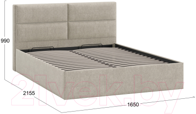 Двуспальная кровать ТриЯ Глосс универсальный тип 1 с ПМ и заглушиной 160x200 (Jercy Cream)
