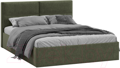 Двуспальная кровать ТриЯ Глосс универсальный тип 1 с ПМ и заглушиной 160x200 (Jercy Deep Green)