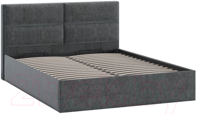 Двуспальная кровать ТриЯ Глосс универсальный тип 1 с ПМ и заглушиной 160x200 (Jercy Graphite)