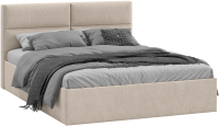 Двуспальная кровать ТриЯ Глосс универсальный тип 1 с ПМ и заглушиной 160x200 (Wellmart Dark Beige) - 