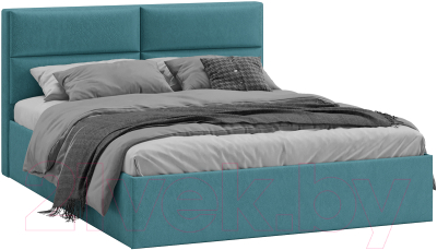 Двуспальная кровать ТриЯ Глосс универсальный тип 1 с ПМ и заглушиной 160x200 (Wellmart Indigo)