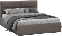 Двуспальная кровать ТриЯ Глосс универсальный тип 1 с ПМ и заглушиной 160x200 (Wellmart Latte) - 