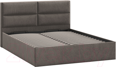 Двуспальная кровать ТриЯ Глосс универсальный тип 1 с ПМ и заглушиной 160x200 (Wellmart Latte)