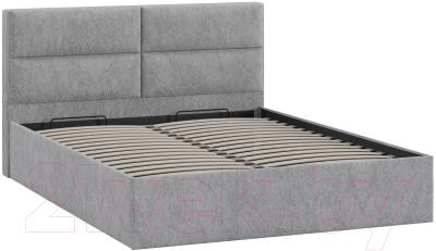 Двуспальная кровать ТриЯ Глосс универсальный тип 1 с ПМ и заглушиной 160x200 (Wellmart Silver)