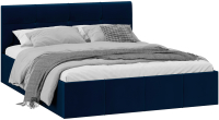Двуспальная кровать ТриЯ Лора c мягкой обивкой и заглушиной с ПМ 160x200 (велюр Confetti Blue) - 