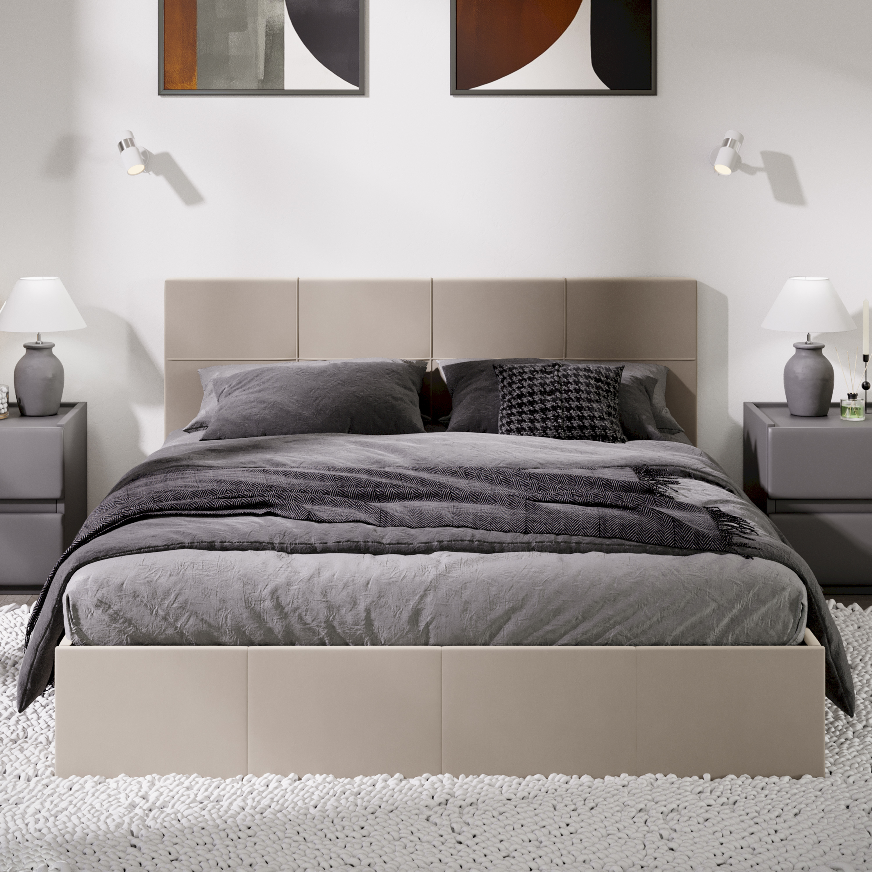 Двуспальная кровать ТриЯ Лора с ПМ 160x200 (велюр Confetti Cream) — фото 4