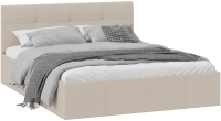 Двуспальная кровать ТриЯ Лора c мягкой обивкой и заглушиной с ПМ 160x200 (велюр Confetti Cream) - 