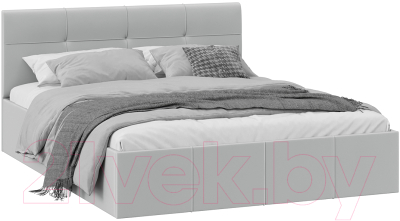 Двуспальная кровать ТриЯ Лора c мягкой обивкой и заглушиной с ПМ 160x200 (велюр Confetti Silver)