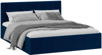 Двуспальная кровать ТриЯ Эмма c мягкой обивкой и заглушиной с ПМ 160x200 (велюр Confetti Blue) - 