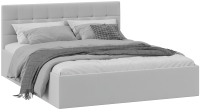 Двуспальная кровать ТриЯ Эмма c мягкой обивкой и заглушиной с ПМ 160x200 (велюр Confetti Silver) - 