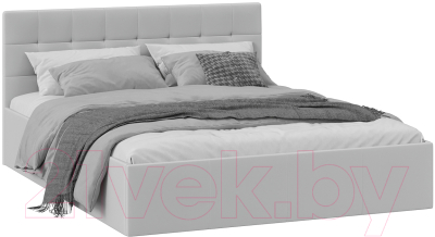 Двуспальная кровать ТриЯ Эмма c мягкой обивкой и заглушиной с ПМ 160x200 (велюр Confetti Silver)