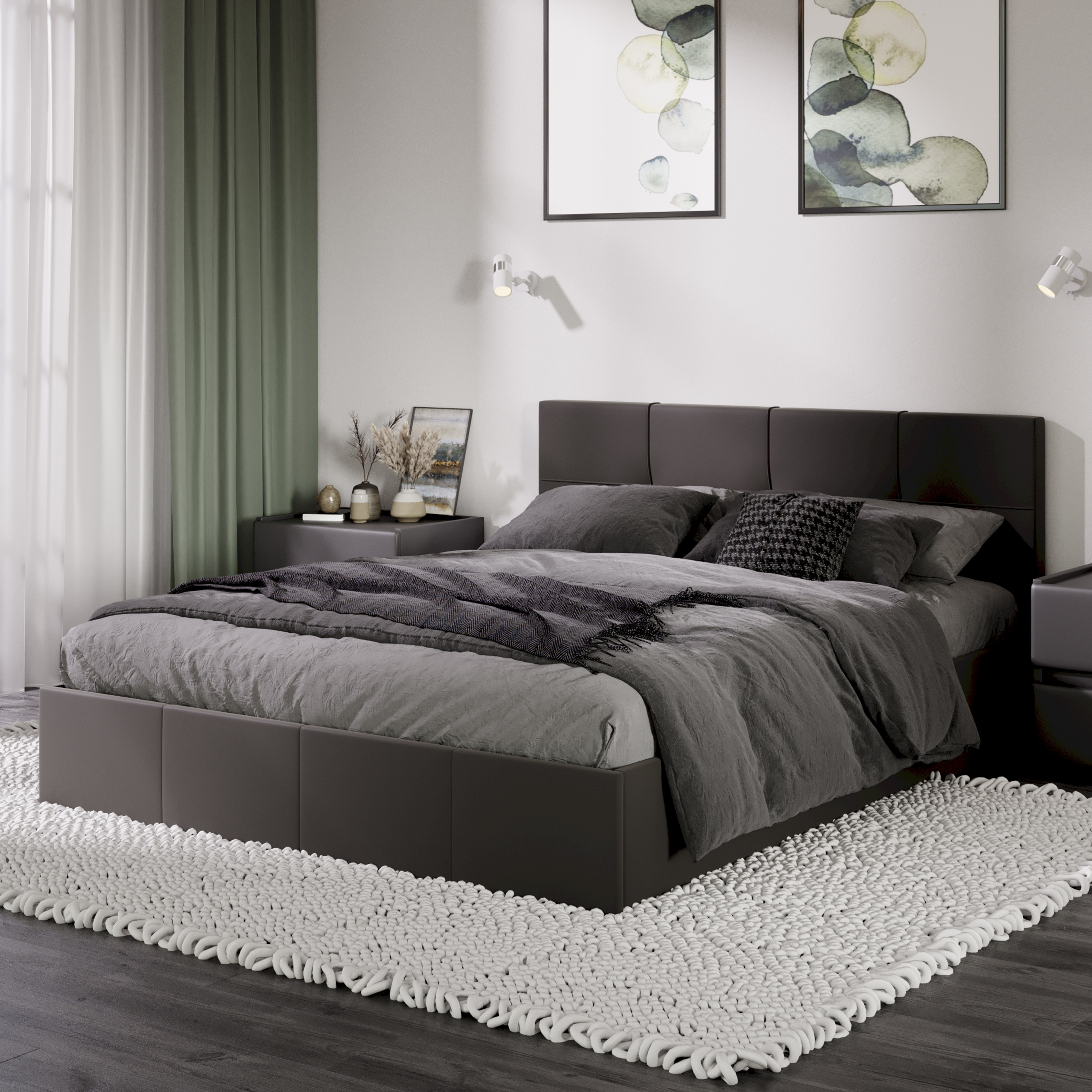 Двуспальная кровать ТриЯ Эмма с ПМ 160x200 (велюр Confetti Stone) — фото 6
