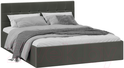 Двуспальная кровать ТриЯ Эмма c мягкой обивкой и заглушиной с ПМ 160x200 (велюр Confetti Stone)