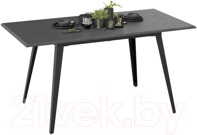 Обеденный стол ТриЯ Равенна тип 1 (черный мрамор/серый бетон)