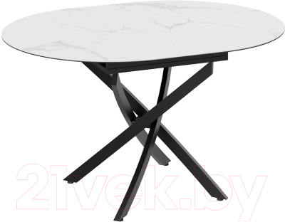 Обеденный стол ТриЯ Бергамо тип 1 (черный муар/стекло матовое белый мрамор)