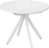 Обеденный стол ТриЯ Стокгольм тип 1 (белый муар/стекло глянцевое белое) - 
