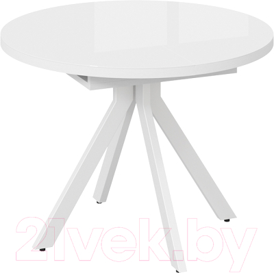 Обеденный стол ТриЯ Стокгольм тип 1 (белый муар/стекло глянцевое белое)