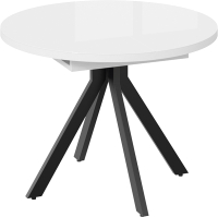 Обеденный стол ТриЯ Стокгольм тип 1 (черный муар/стекло глянцевое белое) - 