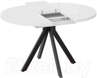 Обеденный стол ТриЯ Стокгольм тип 1 (черный муар/стекло глянцевое белое)