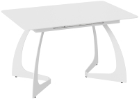 Обеденный стол ТриЯ Конкорд тип 2 (белый муар/стекло матовое белое) - 