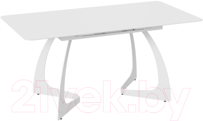 Обеденный стол ТриЯ Конкорд тип 2 (белый муар/стекло матовое белое)