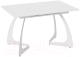 Обеденный стол ТриЯ Конкорд тип 2 (белый муар/стекло матовое белое) - 