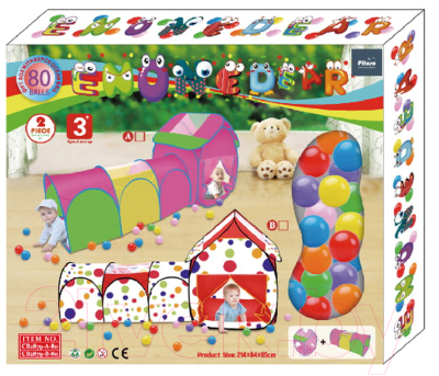 Детская игровая палатка Pituso Принцесса + туннель / CB2879-A-80 (80 шаров)