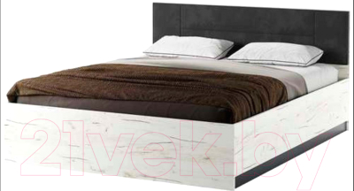 Двуспальная кровать Памир Беатрис КР1600 с ПМ (крафт белый/антрацит)