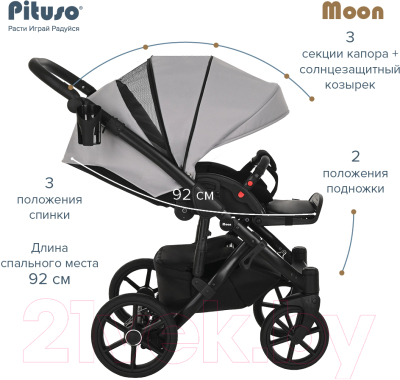 Детская универсальная коляска Pituso Moon 2 в 1 / M03 (бежевый)