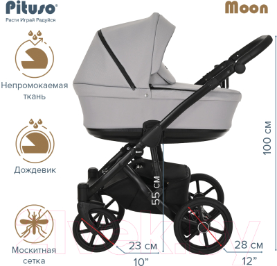 Детская универсальная коляска Pituso Moon 2 в 1 / M01 (черный)