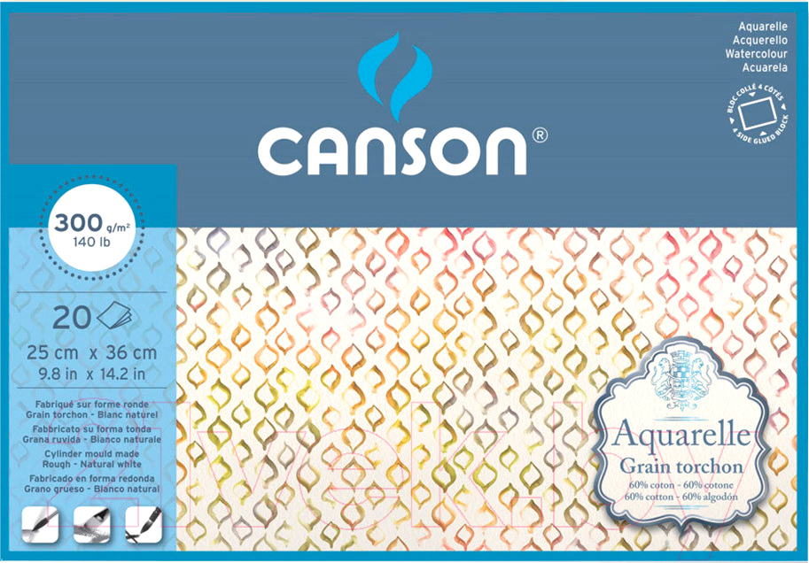 Набор бумаги для рисования Canson Aquarell Grain Torchon / 400106443