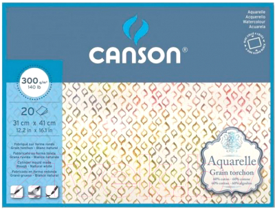 Набор бумаги для рисования Canson Aquarell Grain Torchon / 400106444 (20л)