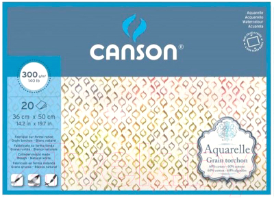 Набор бумаги для рисования Canson Aquarell Grain Torchon / 400106445 (20л)