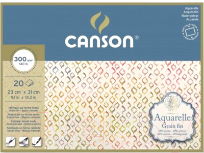 Набор бумаги для рисования Canson Aquarell / 400106437 (20л)