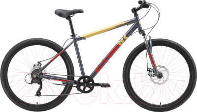Велосипед STARK Respect 26.1 D Microshift 2023 (18, серый/красный/желтый)