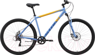 Велосипед STARK Respect 29.1 D Microshift 2023 (18, голубой металлик/синий/оранжевый)